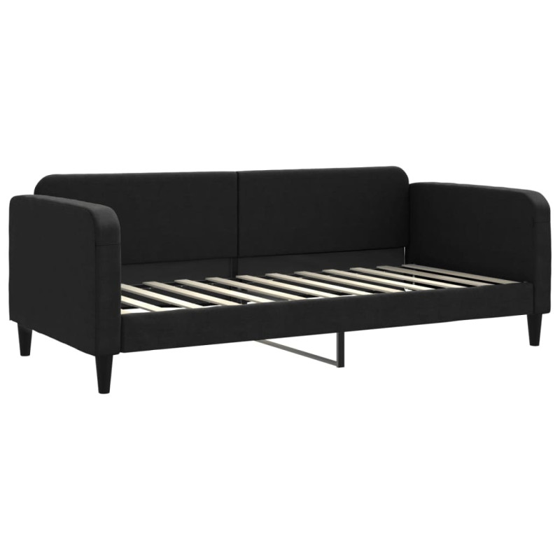 Sofa z funkcją spania, czarna, 90x200 cm, obita tkaniną