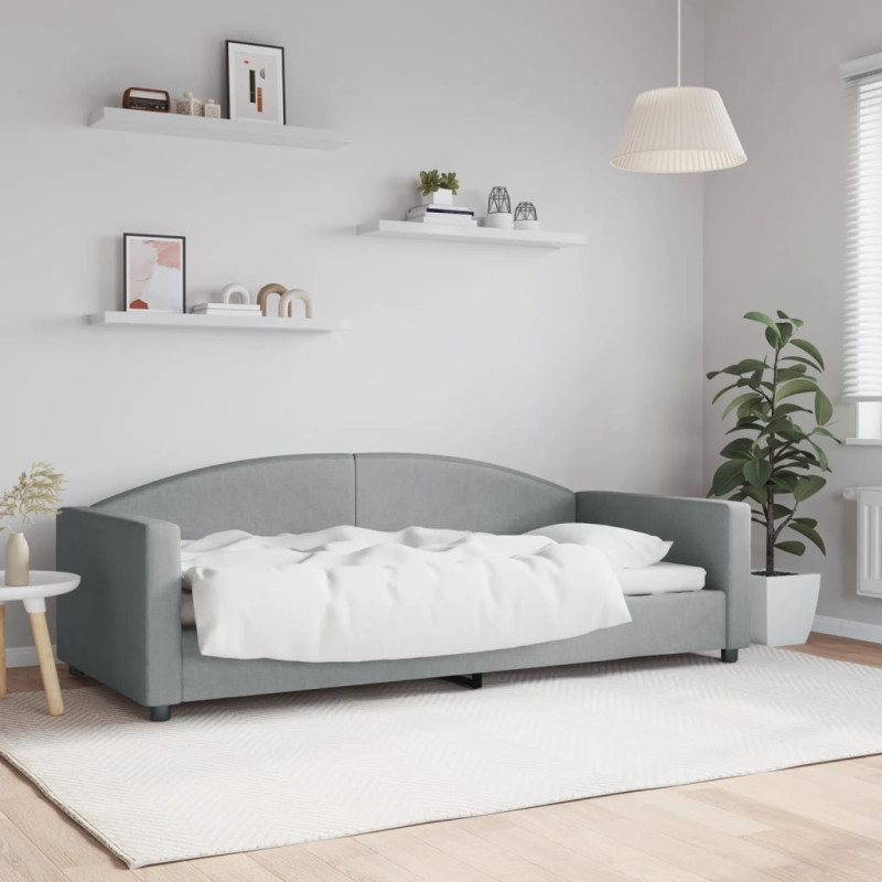Sofa z funkcją spania, jasnoszara, 90x200 cm, obita tkaniną