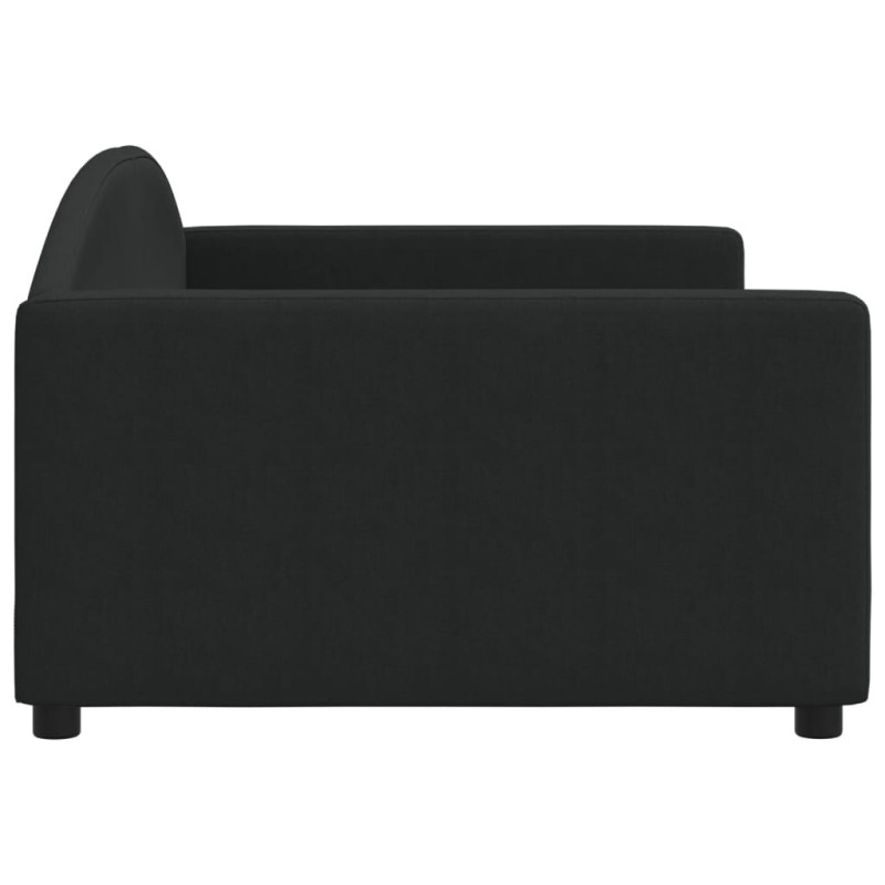 Sofa z funkcją spania, czarna, 100x200 cm, obita tkaniną