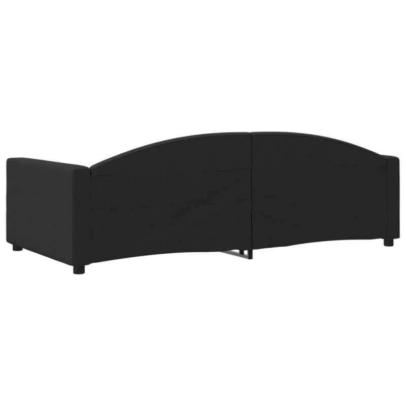 Sofa z funkcją spania, czarna, 100x200 cm, obita tkaniną
