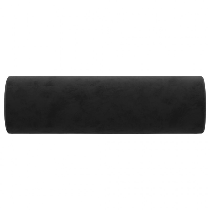 Poduszki ozdobne, 2 szt., czarny, Ø15x50 cm, aksamit