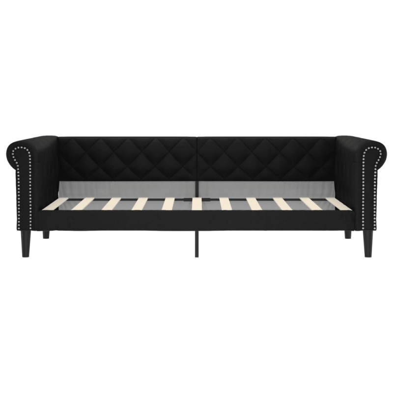 Sofa z funkcją spania, czarna, 90x190 cm, sztuczna skóra