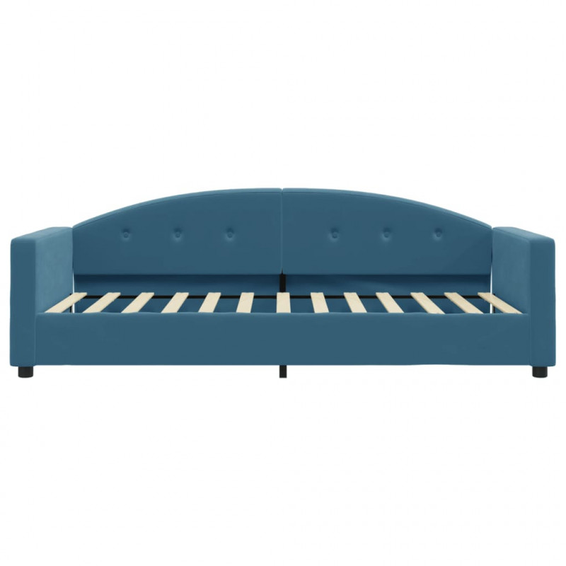 Sofa z materacem do spania, niebieska, 90x200 cm, aksamit