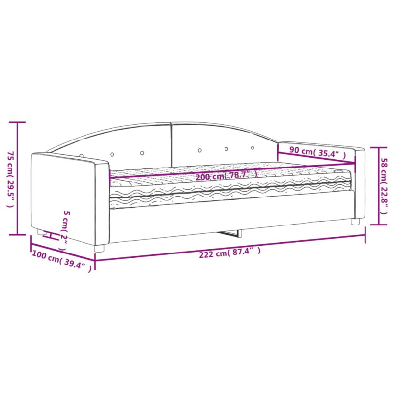 Sofa z materacem do spania, niebieska, 90x200 cm, aksamit