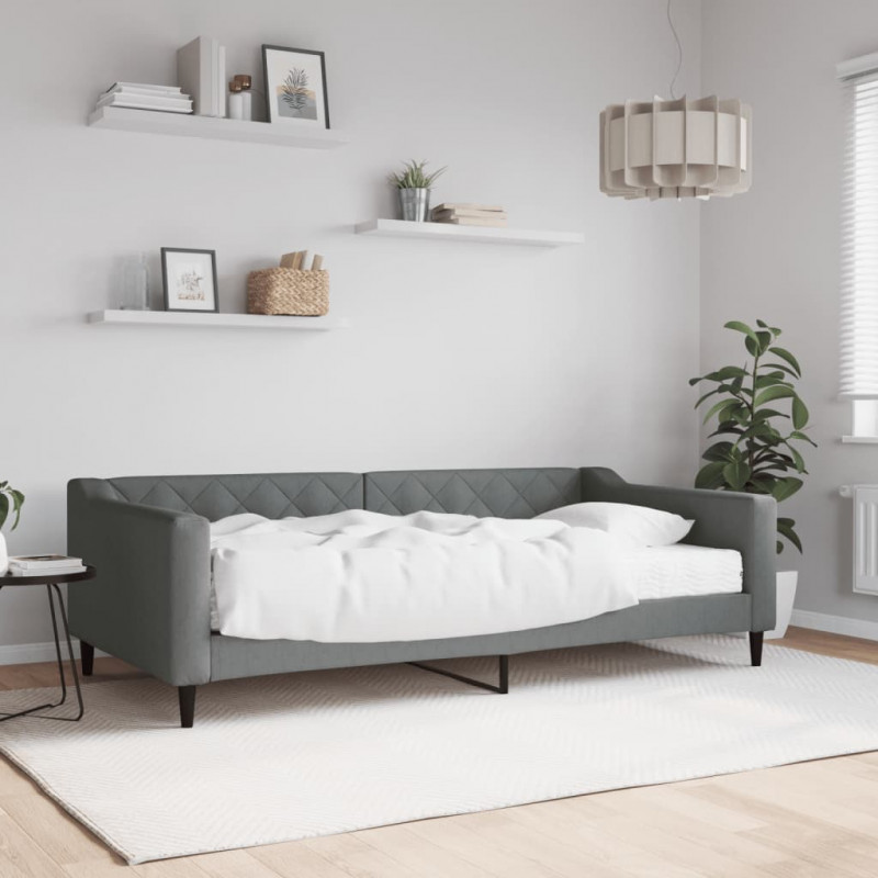 Sofa z materacem do spania, ciemnoszara, 100x200 cm, tkanina