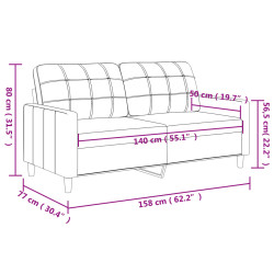 Sofa 2-osobowa, ciemnoszara, 140 cm, tapicerowana tkaniną