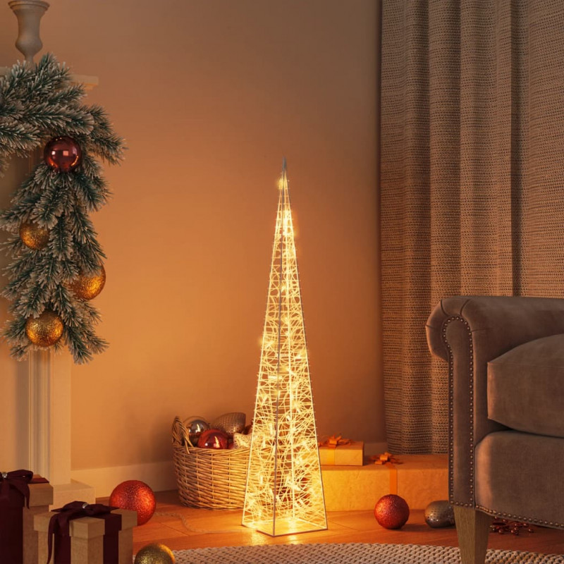 Akrylowy stożek dekoracyjny, ciepłe białe LED, 90 cm