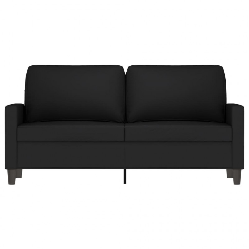 Sofa 2-osobowa, czarna, 140 cm, tapicerowana aksamitem