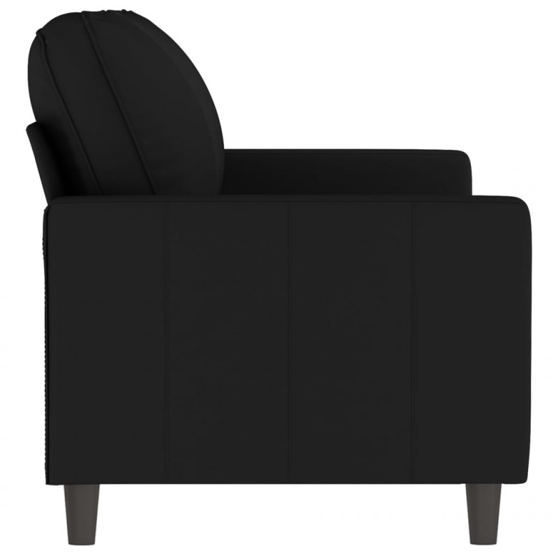 Sofa 2-osobowa, czarna, 140 cm, tapicerowana aksamitem