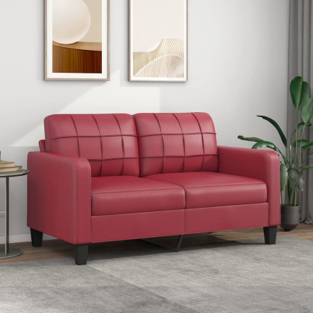 2-osobowa sofa, winna czerwień, 140 cm, sztuczna skóra