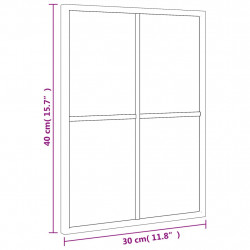Lustro ścienne, czarne, 30x40 cm, prostokątne, żelazo