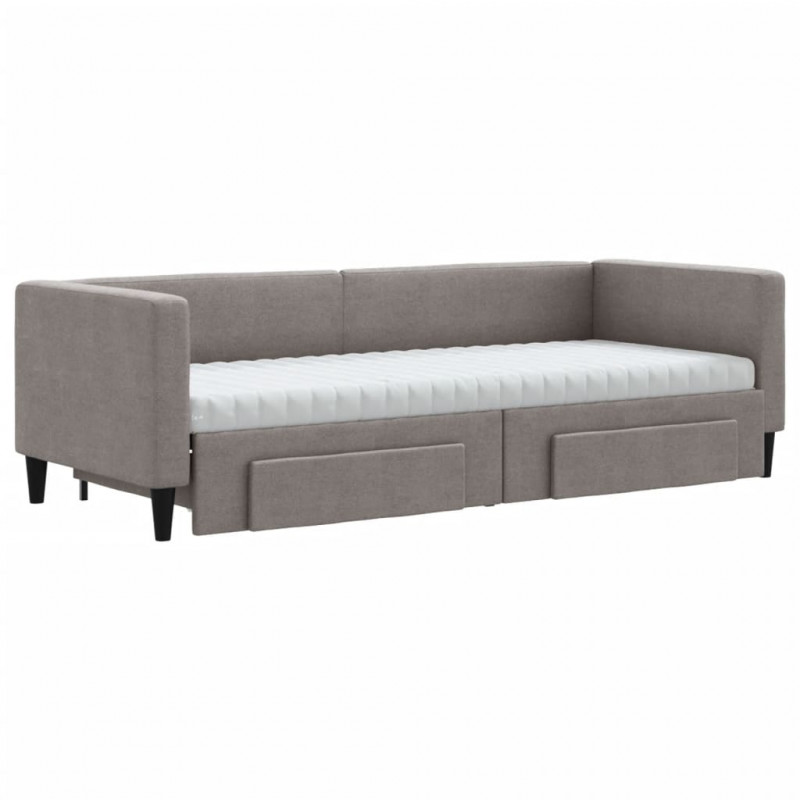 Sofa rozsuwana z szufladami, taupe, 80x200 cm, tkanina