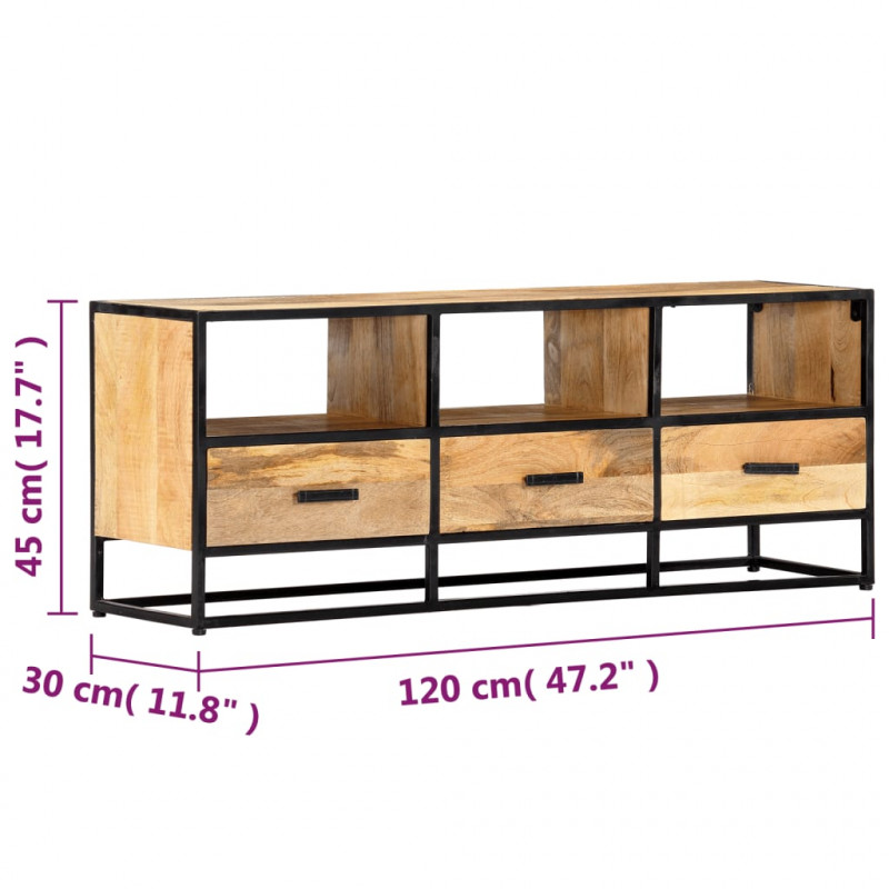Szafka pod TV, 120 x 30 x 45 cm, z litego drewna mango