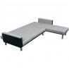 Sofa rozkładana w kształcie L, obita tkaniną, czarno-szara