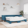 Sofa rozsuwana z materacami, niebieska, 100x200 cm, aksamit