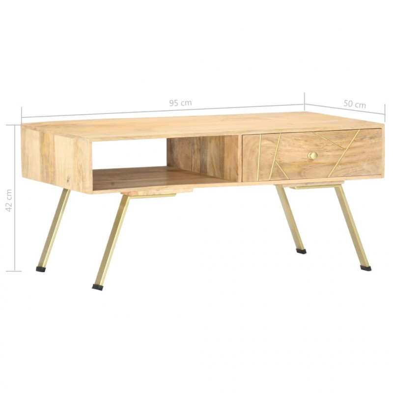 Stolik kawowy, 95 x 50 x 42 cm, lite drewno mango