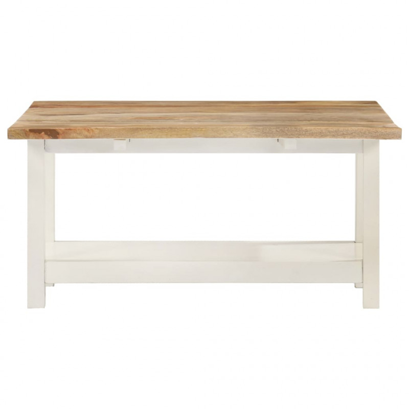 Rozkładany stolik kawowy, biały, 90x(45-90)x45 cm, drewno mango
