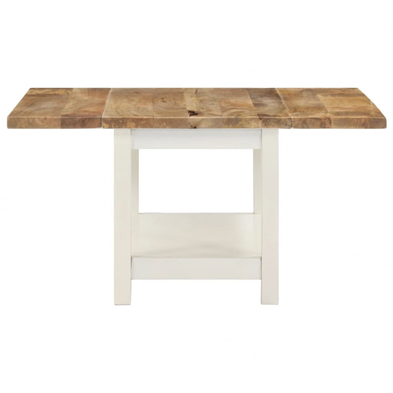 Rozkładany stolik kawowy, biały, 90x(45-90)x45 cm, drewno mango