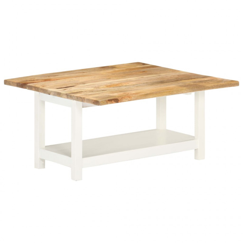 Rozkładany stolik kawowy, biały, 90x(45-90)x45 cm, drewno mango
