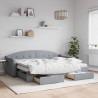 Sofa rozsuwana z szufladami, jasnoszara, 80x200 cm, tkanina