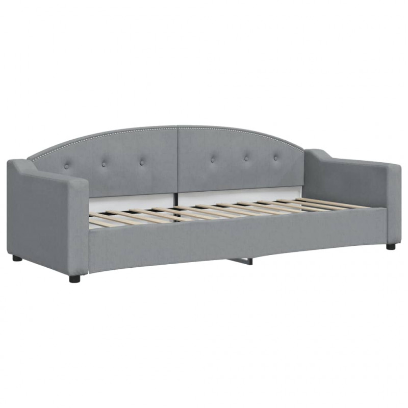 Sofa rozsuwana z szufladami, jasnoszara, 80x200 cm, tkanina
