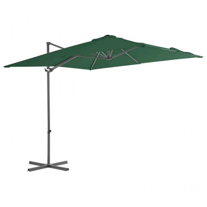 Parasol wiszący ze stalowym słupkiem, 250x250 cm, zielony