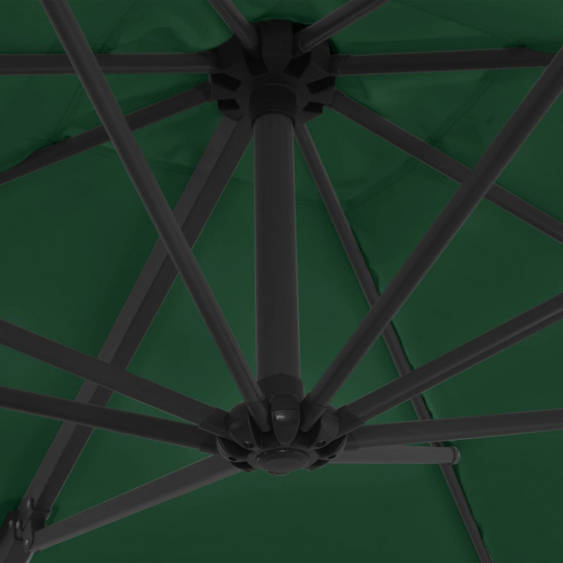 Parasol wiszący ze stalowym słupkiem, 250x250 cm, zielony