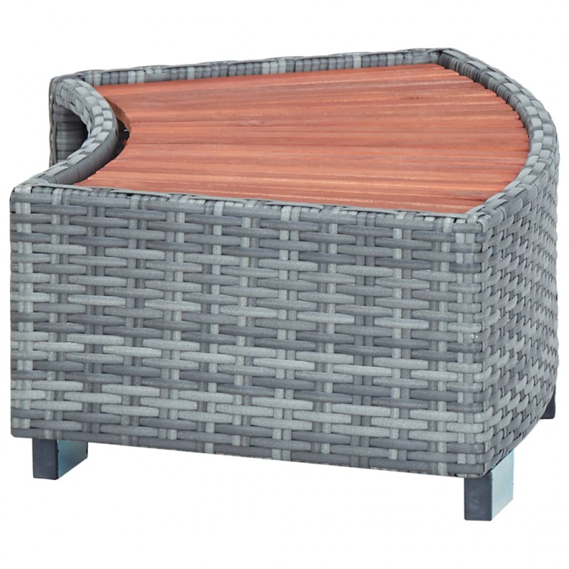 Stopień do spa, szary, 92 x 45 x 25 cm, polirattanowy