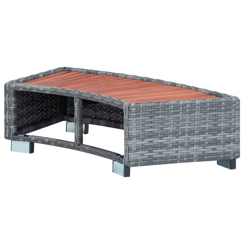 Stopień do spa, szary, 92 x 45 x 25 cm, polirattanowy
