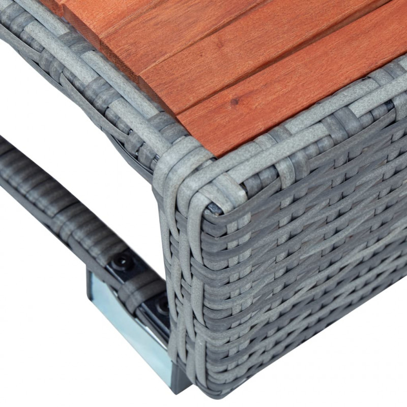 Stopień do spa, szary, 92 x 45 x 25 cm, polirattanowy