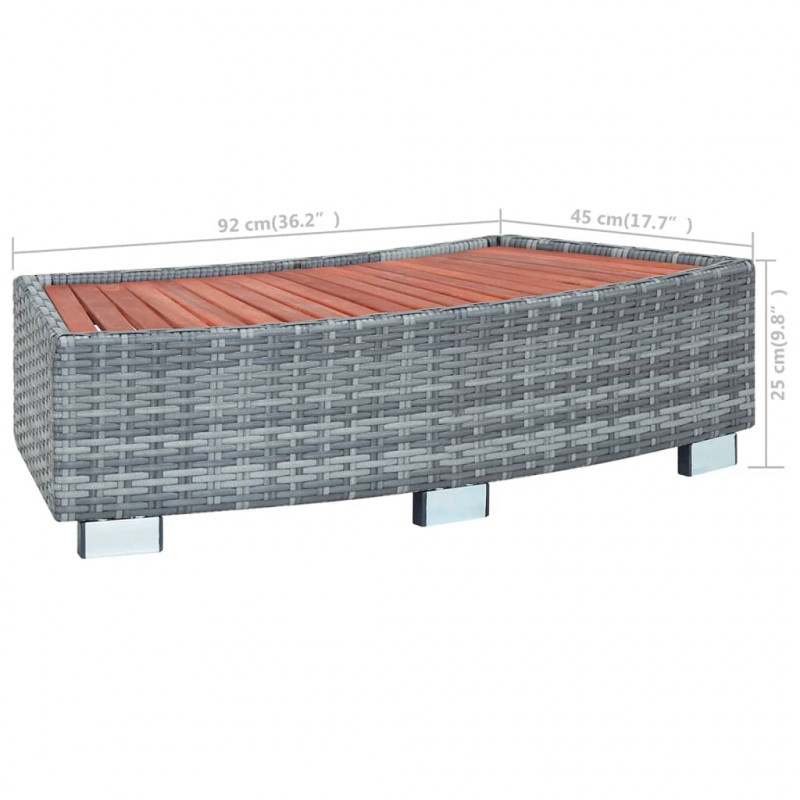 Stopień do spa, szary, 92 x 45 x 25 cm, polirattanowy