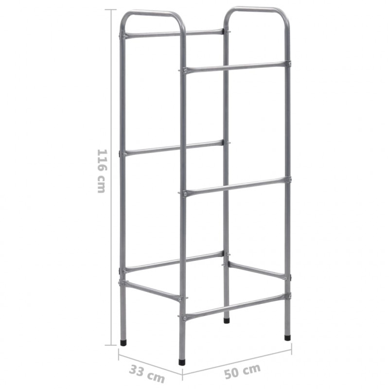 Półka magazynowa na 3 skrzynki, srebrna, 50x33x116 cm, stal