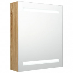 Szafka łazienkowa z lustrem i LED, kolor dębu, 50x14x60 cm