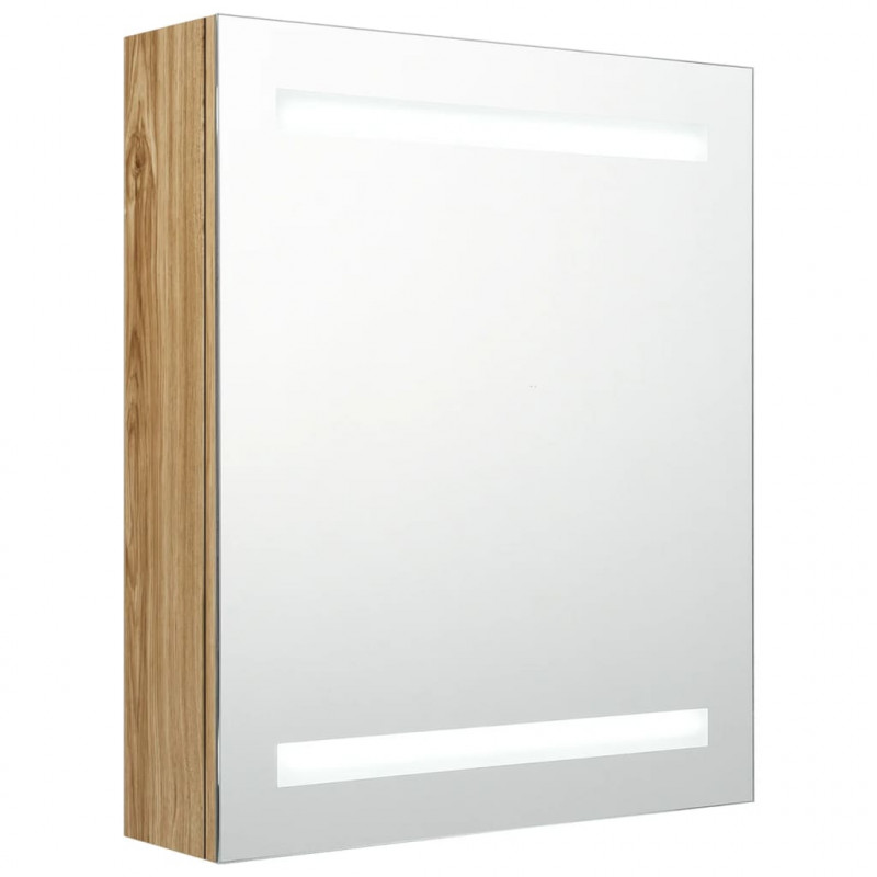 Szafka łazienkowa z lustrem i LED, kolor dębu, 50x14x60 cm