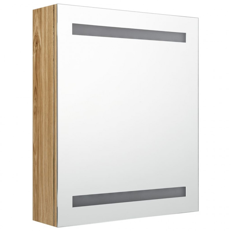 Szafka łazienkowa z lustrem i LED, kolor dębu, 50x14x60 cm