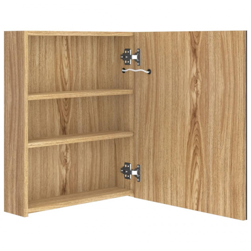 Szafka łazienkowa z lustrem i LED, kolor dębu, 50x14x60 cm
