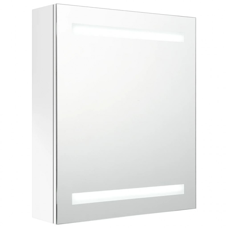 Szafka łazienkowa z lustrem i LED, lśniąca biel, 50x14x60 cm