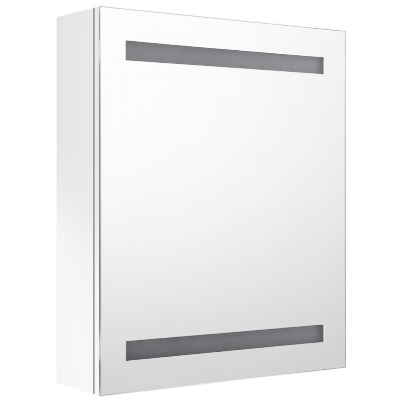 Szafka łazienkowa z lustrem i LED, lśniąca biel, 50x14x60 cm