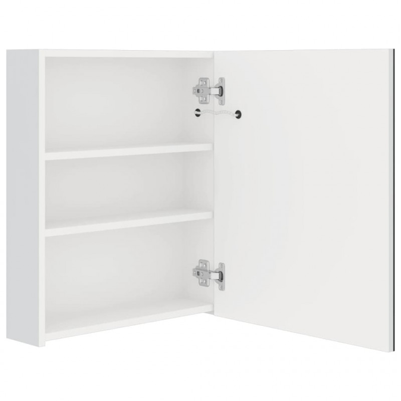 Szafka łazienkowa z lustrem i LED, lśniąca biel, 50x14x60 cm