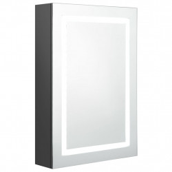 Szafka łazienkowa z lustrem i LED, szara, 50x13x70 cm
