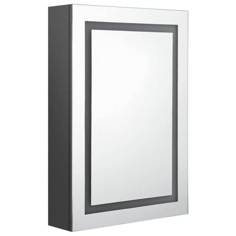 Szafka łazienkowa z lustrem i LED, szara, 50x13x70 cm
