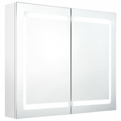Szafka łazienkowa z lustrem i LED, lśniąca biel, 80x12x68 cm