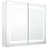 Szafka łazienkowa z lustrem i LED, lśniąca biel, 80x12x68 cm