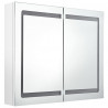 Szafka łazienkowa z lustrem i LED, lśniąca biel, 80x12x68 cm