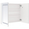 Szafka łazienkowa z lustrem i LED, lśniąca biel, 80x12x68 cm