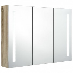 Szafka łazienkowa z lustrem i LED, 89 x 14 x 62 cm, kolor dębu