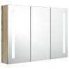 Szafka łazienkowa z lustrem i LED, 89 x 14 x 62 cm, kolor dębu