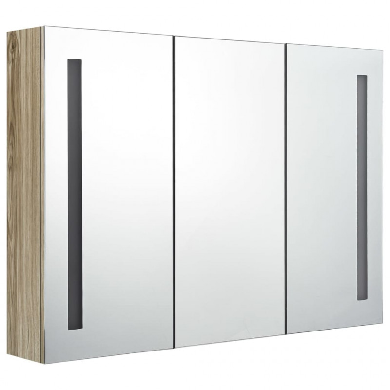 Szafka łazienkowa z lustrem i LED, 89 x 14 x 62 cm, kolor dębu