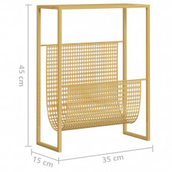 Stojak na gazety, złoty, 35x15x45 cm, stal