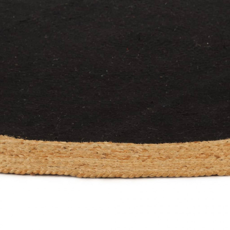 Pleciony dywan, czarno-naturalny, 150cm, juta, bawełna, okrągły